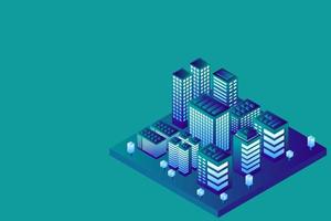 Isometric Future City. Real estate and construction industry concept vector