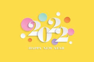 Arte de papel feliz año nuevo 2022 sobre fondo amarillo, ilustración vectorial