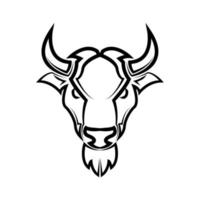 Line Vector Illustration front view of American Bison Buffalo