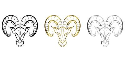 Line vector logo of ram head. It is sign of Aries zodiac.