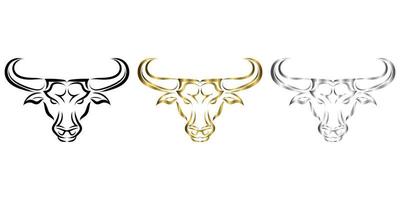 Line Vector Illustration front view of Bull. It is signs of the taurus zodiac.