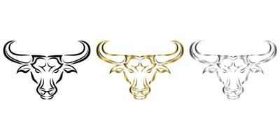 Line Vector Illustration front view of Bull. It is signs of the taurus zodiac.