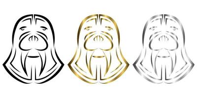 Black and white line art of walrus head. Good use for symbol, mascot, icon, avatar, tattoo, T Shirt design, logo or any design you want.