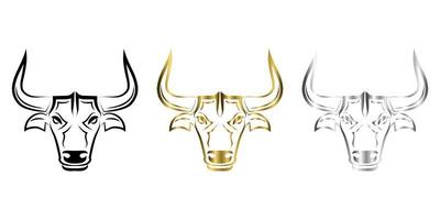 Line Vector Illustration front view of Bull. It is signs of the taurus zodiac.