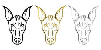 line art of Doberman Pinscher dog head. Good use for symbol, mascot, icon, avatar, tattoo, T Shirt design, logo or any design you want.