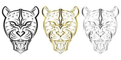 line art of Roaring Leopard head. Good use for symbol, mascot, icon, avatar, tattoo, T Shirt design, logo or any design you want.