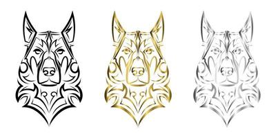 arte lineal de la cabeza del perro pastor alemán. Buen uso de símbolo, mascota, icono, avatar, tatuaje, diseño de camiseta, logotipo o cualquier diseño que desee. vector