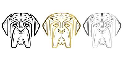 line art of English Mastiff dog head. Good use for symbol, mascot, icon, avatar, tattoo, T Shirt design, logo or any design you want. vector