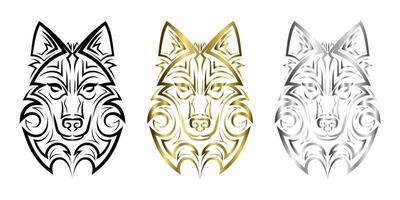 Line art of wolf head. Good use for symbol, mascot, icon, avatar, tattoo, T Shirt design, logo or any design you want. vector
