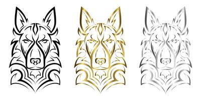 line art of german shepherd dog head. Good use for symbol, mascot, icon, avatar, tattoo, T Shirt design, logo or any design you want. vector