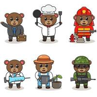 Vector illustration with cute Bear of different professions and pose