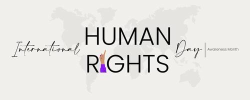 Ilustración del día internacional de los derechos humanos para la igualdad y la paz global con la mano, el concepto de diversidad social.
