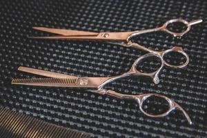 Stylish professional barber scissors photo