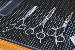 Stylish professional barber scissors photo