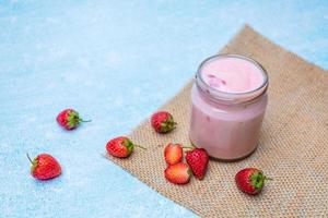 Strawberry Yogurt, Healthy food and drink concept. photo