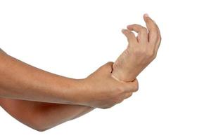 Concept of physical pain Wrist injury on white background