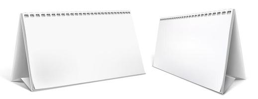 calendario de escritorio conjunto de organizadores en blanco para el nuevo año. maqueta para insertar texto, anuncios. Ilustración realista 3d. Aislado en un fondo blanco. vector. vector