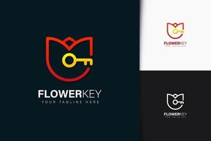 Flower key logo design with gradient vector