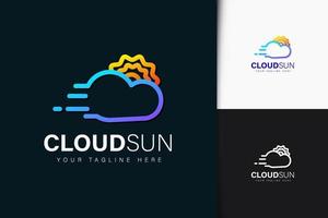 Cloud sun logo design with gradient vector