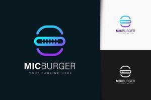 Microfone burger logo design with gradient vector