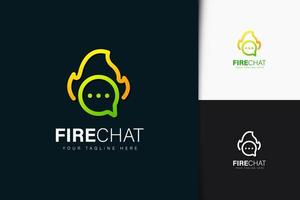 diseño de logotipo de chat de fuego con degradado vector