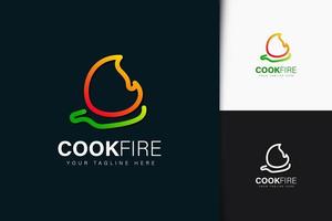 Cocine el diseño del logotipo de fuego con degradado. vector