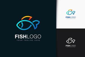 diseño de logo de pescado con degradado vector