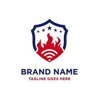 logo design signal fire shield vector