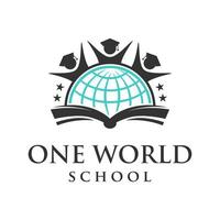 one word education logo emblem vector