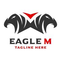 logo 2 eagle head initials M vector