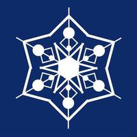 White snowflake on a dark blue background. Decor for Christmas and New Year design of cards, banners, websites, icons. Simple vector linear illustration.