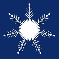 White snowflake on a dark blue background. Decor for Christmas and New Year design of cards, banners, websites, icons. Simple vector linear illustration.