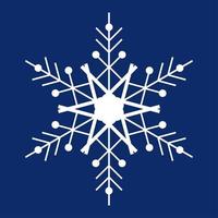 White snowflake on a dark blue background. Decor for Christmas and New Year design of cards, banners, websites, icons. Simple vector linear illustration.