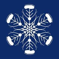 White snowflake on a dark blue background. Decor for Christmas and New Year design of cards, banners, websites, icons. Simple vector linear illustration.