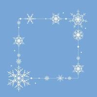 Snowflake blue background frame for Merry Christmas and Happy New Year. Elegant geometric vector illustration for banner, postcard, invitation, poster, website, social networks, post decoration