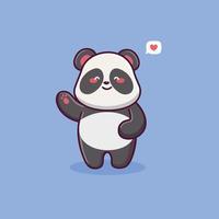 Cute panda love cartoon vector icon illustration animal nature icon concept isolated