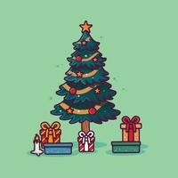 árbol de navidad con regalos vector