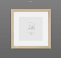 Wooden photo frame or picture frame on gray background. For interior design and decoration. Vector. vector