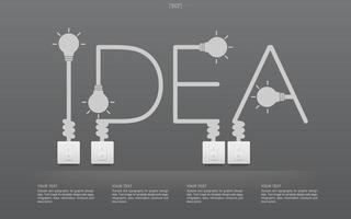 idea - alfabeto lineal de bombilla e interruptor de luz sobre fondo gris. vector. vector