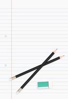 White paper sheet for business background with pencil and eraser. Vector. vector