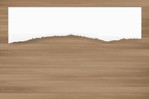 Ripped paper background on brown wood texture. Torn paper edge with area for copy space. Vector. vector