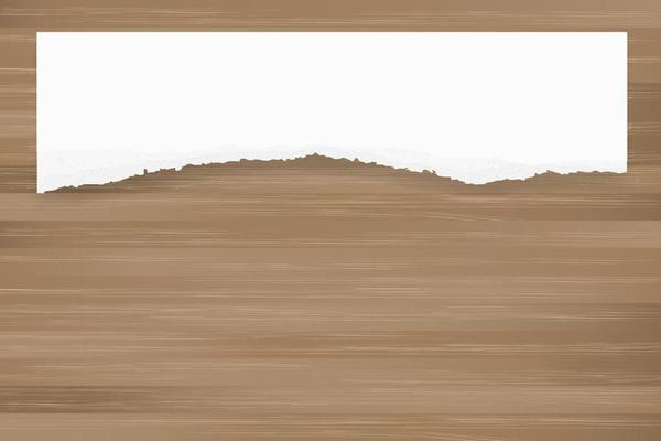 Ripped paper background on brown wood texture. Torn paper edge with area for copy space. Vector.