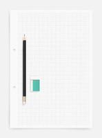 Pencil and eraser on drawing paper sheet background with area for copy space. Vector. vector