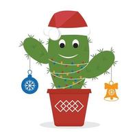 Christmas cactus in a flower pot vector