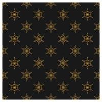 Gold snow flake seamless pattern on black background. Vector Chritsmas ornament design for prints, package, cover, greeting card, web, wallpaper.