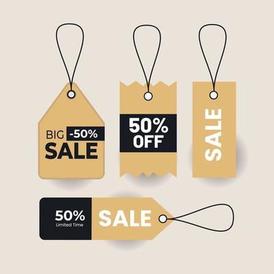 Realistic Price Tag discount label with various shape - Vector