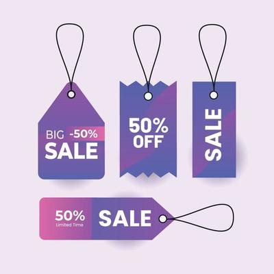 Colorful Sale Tag discount label with various shape - Vector