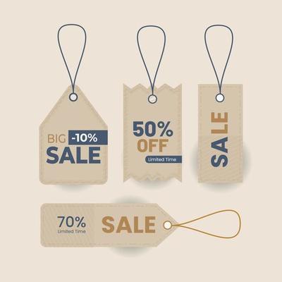 Vintage Set Price Tag discount label with various shape - Vector