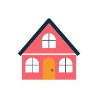 Cute red house of two floors. Vector flat illustration