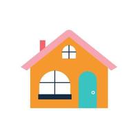 Cute orange house. Vector flat cartoon illustration